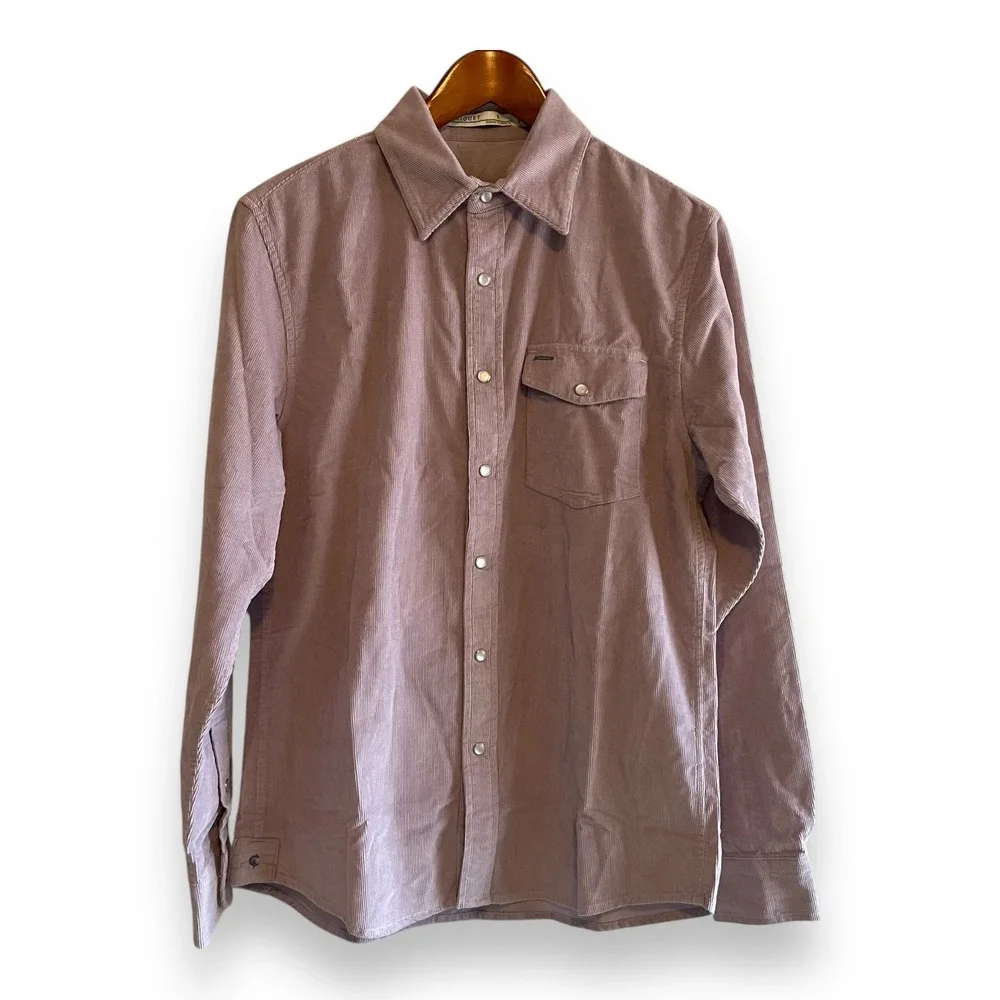 Criquet Men's‎ Corduroy Western Pearl Snap Button Down Shirt Lavender Small NWT